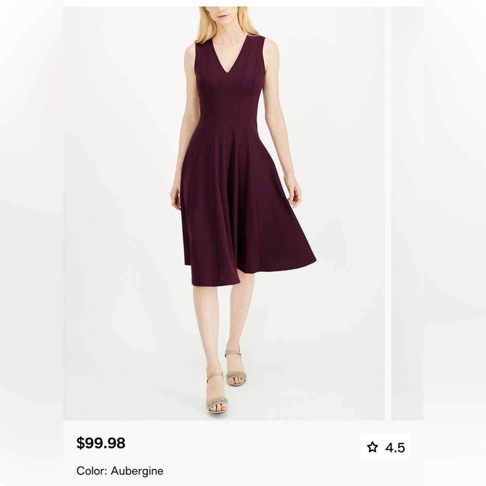 Calvin Klein Sleeveless Midi Dress in Deep Purple